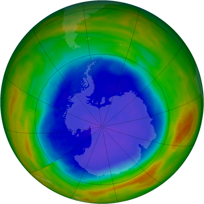 Antarctic ozone map for 22 September 1989